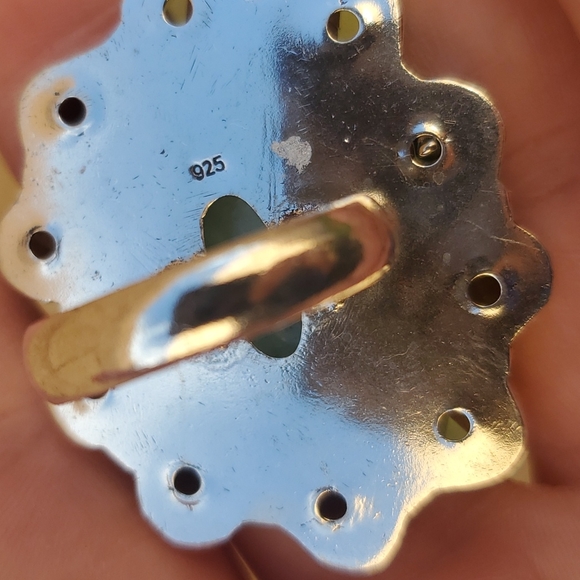 New Oversized Chrysoprase and Tsavorite 925 Silver Statement Ring. - Picture 14 of 14